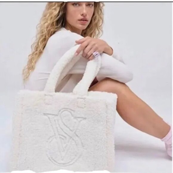 Victoria's Secret Handbags - NWT VICTORIA SECRET Sherpa Tote Bag in Soft White